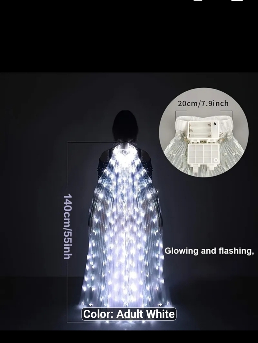 NEW LED ANGEL WINGS Abdominal Dance Wings, Lights It Is White Or MULTI COLOR!!! - Picture 8 of 16